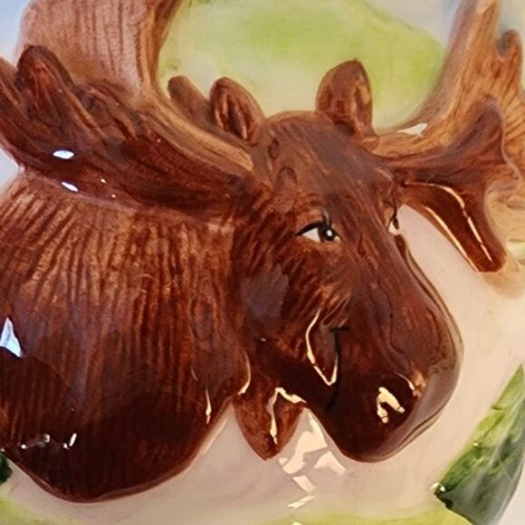 Harry & David VTG Ceramic 3 D Moose Ceramic Bowl Holiday Lodge Decor Chip Flaws - Picture 9 of 9